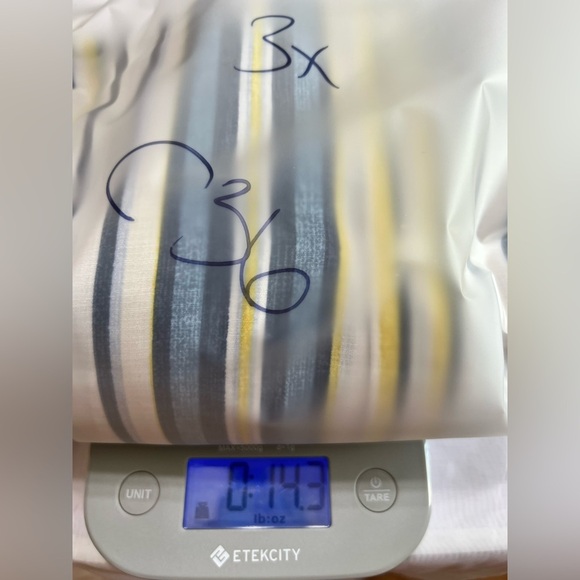 Jones New York Yellow Blue Striped Linen Button Up Tunic Blouse Size 3X - Picture 12 of 12